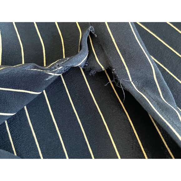 Vtg 80's Nancy Johnson Navy & Cream Striped 100% Silk Midi Dress W/ Button Back - Picture 7 of 9